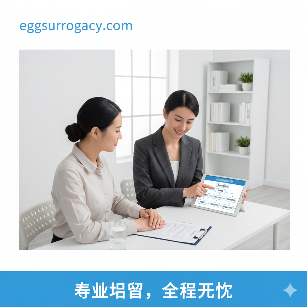 一张清晰的流程指引图片。采用极简主义的室内办公场景，一位身着正装的专业顾问正在向客户展示平板电脑上的流程图。背景是干净整洁的咨询室，光线明亮自然。色彩以白色和浅灰色为基调，强调透明化、标准化和专业指导的教学感，引导用户了解服务步骤。